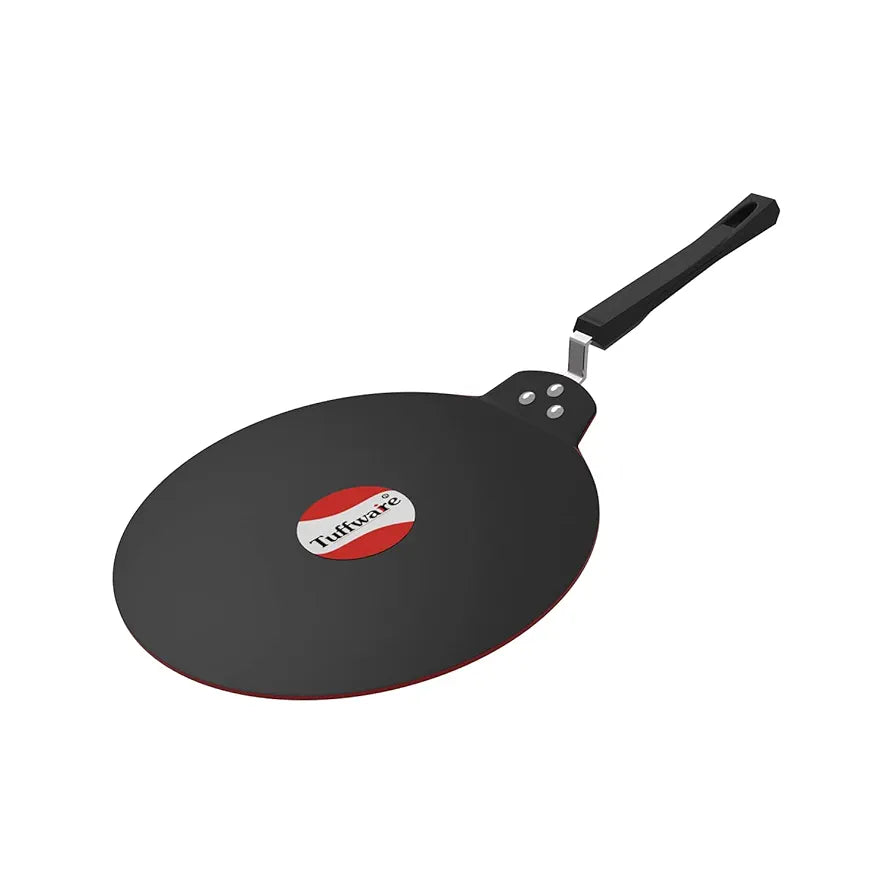 Tuffwaire Non Stick Flat Multi Tawa for Roti, Paratha, Dosa, Uttapam - 28 cm | 4mm Thick | 3 Layer Greblon Coating | Soft Touch Handle | Scratch Proof | Induction & Gas Base | 1 Year Warranty