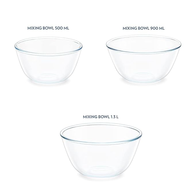 Borosil Glass Serving & Mixing Bowls With Lids | Oven & Microwave Safe Bowls | Set of 3