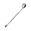 Hazel Satinless Steel Bar Spoon Teardrop Twisted Design Bar Stirrer Bar Spoon with Red Drop