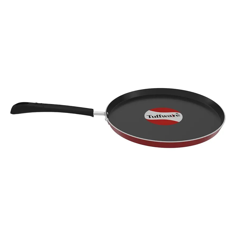 TUFFWARE Aluminium Non Stick Dosa Tawa - 26 cm | Flat Bottom Tawa | 3 mm Extra Thick | 3 Layer Non Stick Greblon Coating | Metal Spoon Friendly | Indcution & Gas Base | 1 Year Warranty