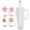 House of Quirk 4PCS Silicone Bow Straw Covers Cap - (Peach Blossom)