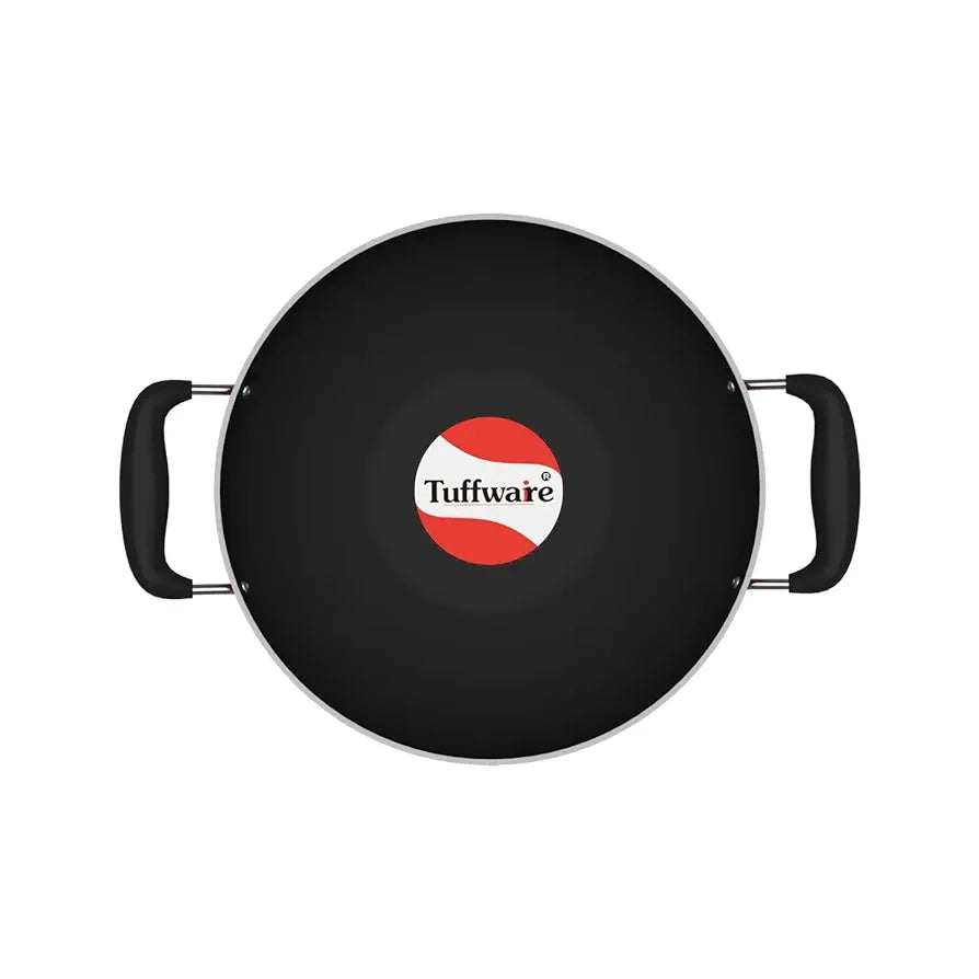 Tuffware Non-Stick Deep Kadai with Stainless Steel Lid,Induction Base, 3 Liters, 3mm Thick, PFOA Free, 3 Layer Greblon Coating | 1 Year Warranty