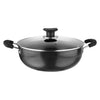Vinod Hanos Hard Anodised Non Stick Deep Kadhai with Glass lid - 3.1 Litre, 24 cm | 3.25mm Thick | 5X Non Stick