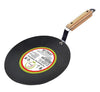 Amicus Kitchen Premium Iron Tawa For Roti Chapati Concave With Wooden Handle 10 Inch Black