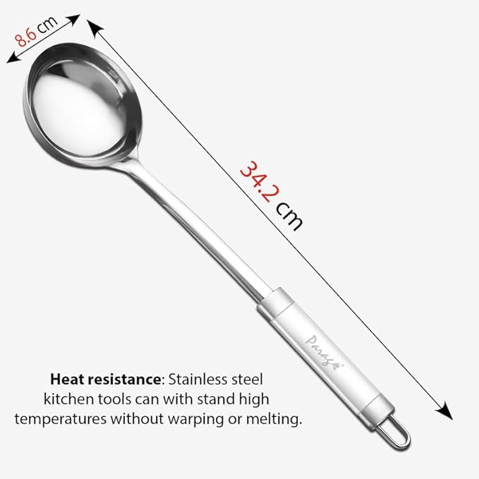 Parage 1 Pieces Stainless Steel Kitchen Tools for Home & Kitchen Silver Ladle 34.2 cms