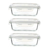Femora Borosilicate Glass Containers for Kitchen | Storage Box for Kitchen With Air Vent Lid | Set of 3 | 620 Ml