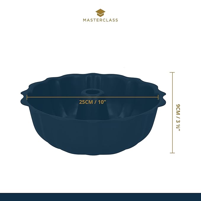 Master Class 27 cm Fluted Ring Cake Tin For ThinKitchen PFOA Non Stick Coating Robust 1 mm Thick Carbon Steel