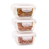Femora Borosilicate Glass Containers for Kitchen | Storage Box for Kitchen With Air Vent Lid | Set of 3 |180 Ml