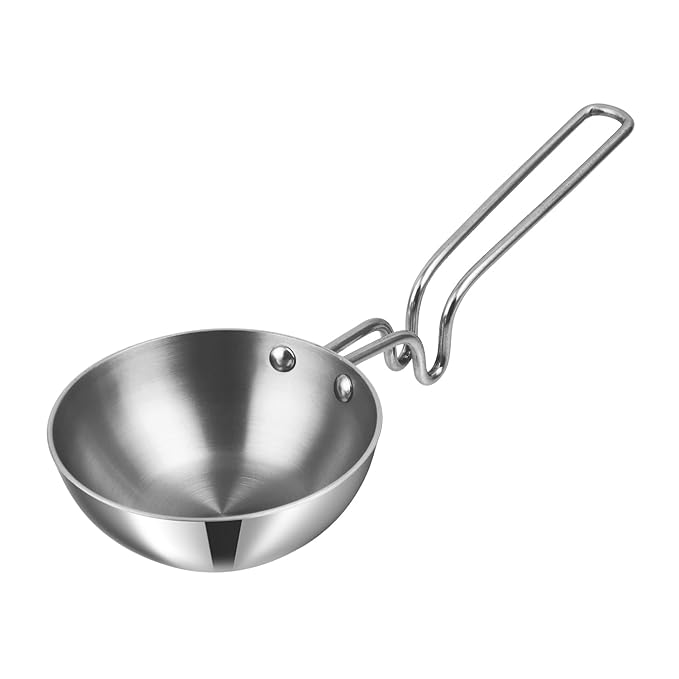 Vinod Platinum Triply Stainless Steel Tadka Pan Large - 300 ml, 11 cm | Balance Design Handle