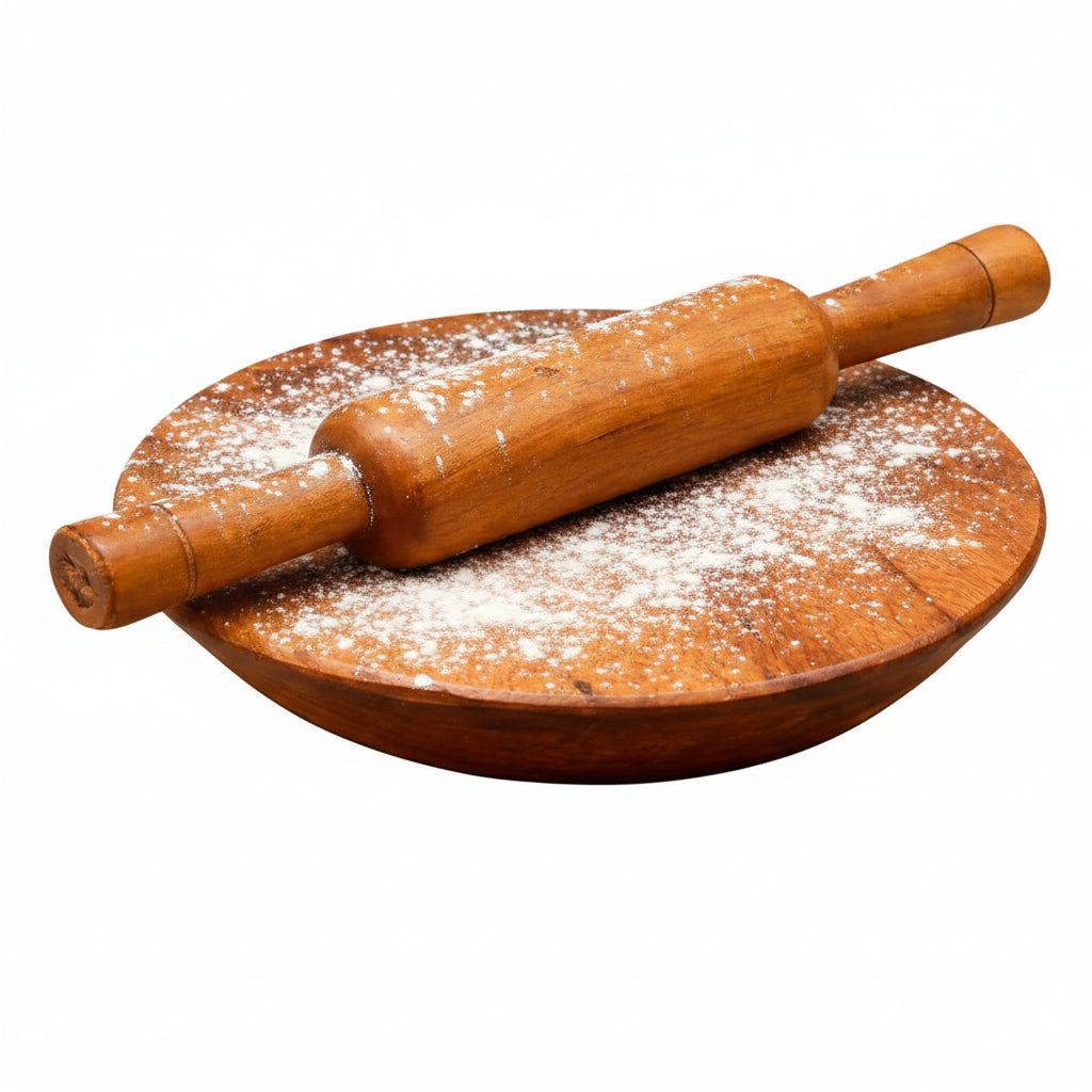 DailyHome Handmade Wooden Chakla Roti Maker Solid Single-Piece Wood Ch ...