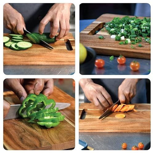 Femora Vegetable Acacia Wood Chopping Board Anti Bacterial Seasoned With Organic Mineral Oil Rectangular Shape | 34 X 24 Cm