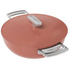 Ember Cookware Arcilla Ceramic Non Stick Kadai 24cm | Metallic Lid | Stainless Steel Handles | Capri Series | Terracotta