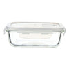 Femora Borosilicate Rectangular Glass Food Storage Container With Air Vent Lid | 620 Ml | Blue