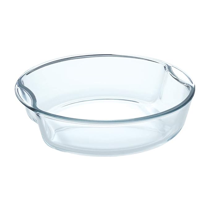 Borosil Round Glass Baking Dish | 1.5 Litres | Microwave Safe & Oven Safe | Transparent | 1 Piece of Round Baking Dish