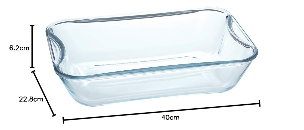 Borosil Rectangular Glass Baking Microwave and Oven Safe Dish | 2.5 Litres | Transparent