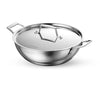 Tramontina Aeion 30cm 5.7L Triply Stainless Steel Kadai with Lid Stir-Fry Deep-Fry Cookware