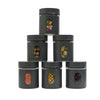Femora Carbon Steel Jar for Kitchen Storage With Clear Glass Window and Carbon Steel Lid | 300 Ml | 6 Pieces Set | Blue- Green