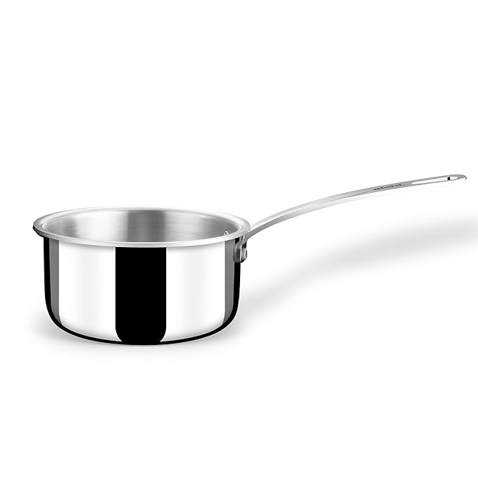 Stahl Stainless Steel Tea Pan | Triply Saucepan With Lid | Milk Pan 1l | Gas & Induction Base Sauce Pan | Artisan 4214 | Dia 14 Cm