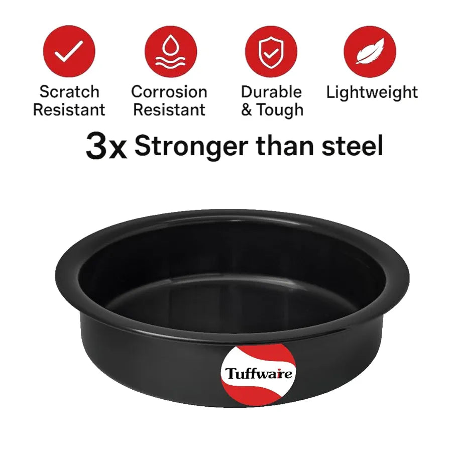 TUFFWARE Hard Anodised Langdi 3MM Thickness, Diameter 23cm | 1.5 Liters – Made with 100% Virgin Aluminium from Hindalco | Energy Efficient | Scratch-Resistant | 1 Unit | 1 Year Warranty