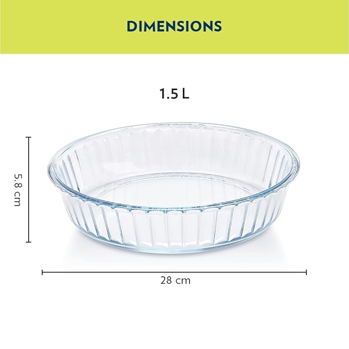 Borosil Glass Fluted Dish | Transparent | Standard | Set of 1 | 1.5 Liter