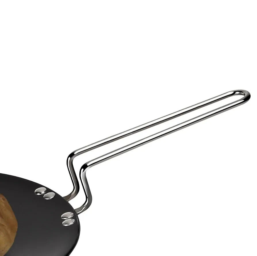 TUFFWARE Starware Hard Anodised 25cm Roti/Paratha/Phulka/Chapati Tawa, Wire Handle, Metal Spoon/Tool Friendly, Durable, Even Heat Distribution, 3mm Thickness