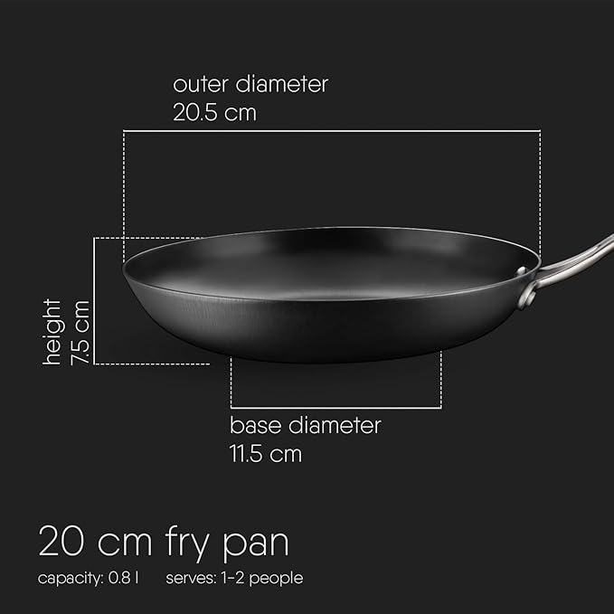 Stahl Blacksmith Plus Cast Iron Frying Pan Metal Spatula Safe Pan | Light Weight Cast Iron Fry Pan | 0.8 L | 20 Cm