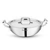 Bergner Tripro Triply 30 Cm Deep Kadai | 6 L Capacity | Stainless Steel Lid | Wide Grip Handles
