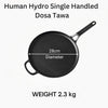 Human Hydro 28cm Cast Iron Tawa with Single Handle Flat Feather-Light Pre-Seasoned Daily Cooking