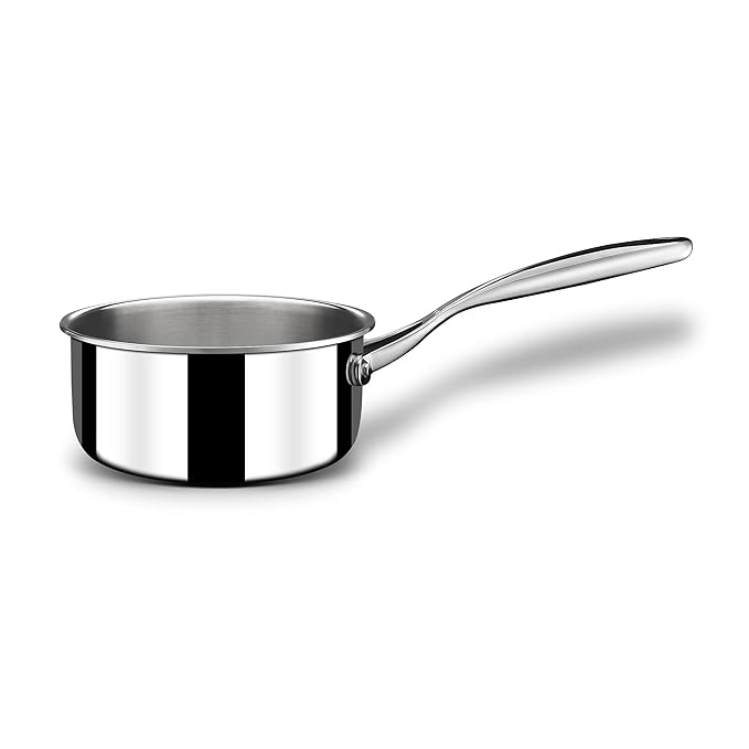 Stahl Stainless Steel Tea Pan | Triply Saucepan With Lid I Milk Pan 1.4 L | Gas & Induction Base | Artisan 4216 | Dia 16 Cm