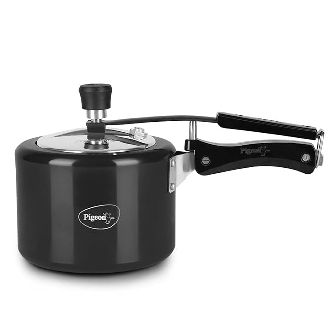 Pigeon by Stovekraft Titanium Induction Base Inner Lid Hard Anodised Aluminium Pressure Cooker Black