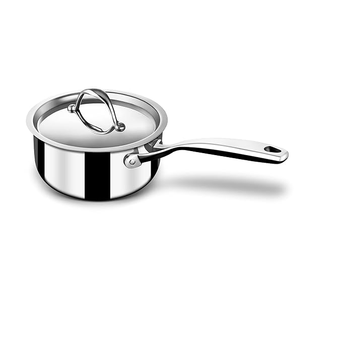 Stahl Stainless Steel Tea Pan | Triply Saucepan With Lid I Milk Pan 1.4 L | Gas & Induction Base | Artisan 4216 | Dia 16 Cm