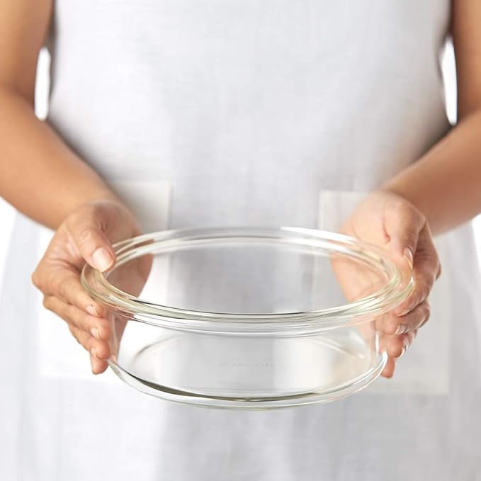 Borosil Glass Round Cake Dish | 1.4 Liters | Easy Grip | Transparent