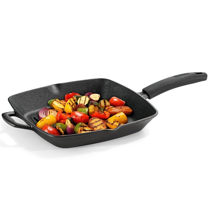 Tramontina Pre-Season cast Iron Grill Pan 27 cm(Size 49.4 x 29.2 x 6.6 cm)