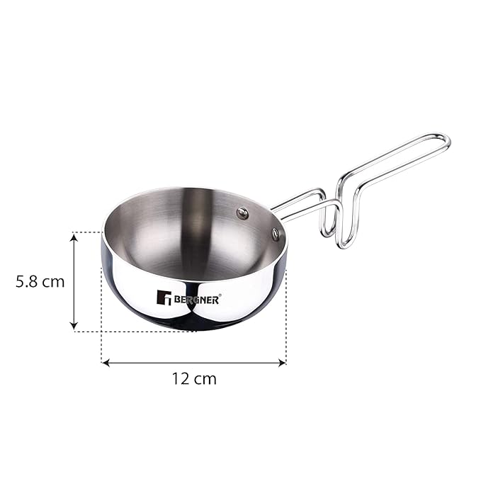 Bergner TriPro TriPly Stainless Steel 12cm Tadka Pan | 500ml