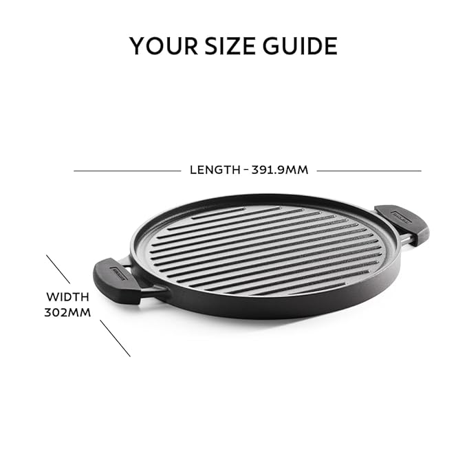 Tramontina Pre-Season Cast Iron Griddle 2in1 30 cm(Size 39.2 x 30.2 x 2.6 cm)