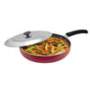 Tuffware Non-Stick Aluminium Deep Fry Pan With Stainless Steel Lid Sturdy Riveted and Bakelite Handle 240mm Diameter 3mm Thick