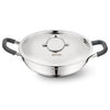 Allo Triply Stainless Steel Kadhai with Handles Perfect Kadhai for Curry 22cm 2 litres Non-Stick with Lid