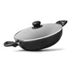 Fackelmann Quartz Nonstick Kadai Glass Lid 32 cm Cool Handle Even Heating Roti