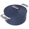 Ember Cookware Arcilla Ceramic Non Stick Dutch Oven 24cm | Metallic Lid | Stainless Steel Handles | Non Toxic Biryani Pot | Blue