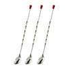 Hazel Stainless Steel Bar Spoon Teardrop Twisted Design Bar Stirrer with Red Knob Set of 3