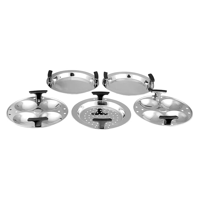 Vinod Gen-Z Stainless Steel Multi Kadai with 6 Plates - 19 cm| 2 Idli, 2 Dhokla and 1 Patra Plate | All in One Multi Purpose Kadhai