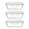 Femora Borosilicate Glass Containers for Kitchen | Storage Box for Kitchen With Air Vent Lid | Pack of 3 | 400 Ml