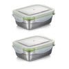 Femora Lunch Box High Steel Rectangle Heavy Duty Airtight Leakproof Unbreakable Storage Container With Lock Lid Lunch Box | 3800 Ml | Set of 2