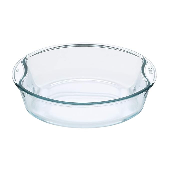 Borosil Round Glass Baking Dish | 2.5 Litres | Microwave Safe & Oven Safe | Transparent | 1 Piece