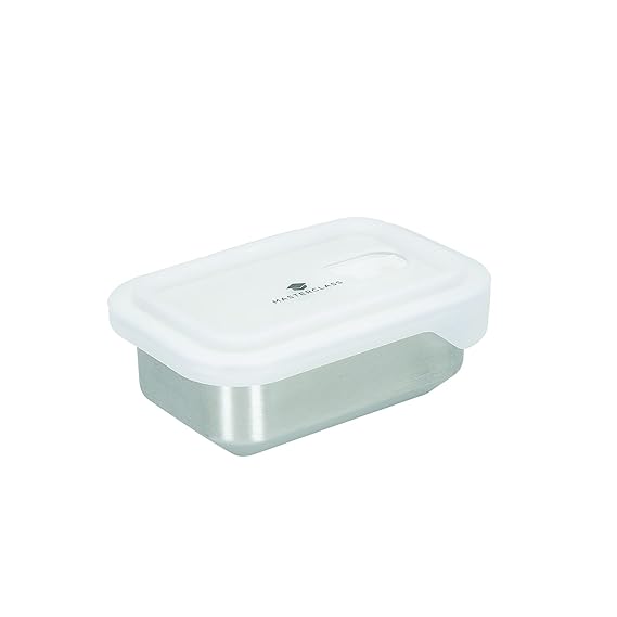 MasterClass Premium All-in-One Snack-Sized Stainless Steel Food Storage Container Dish with Leakproof Lid - 184 gms