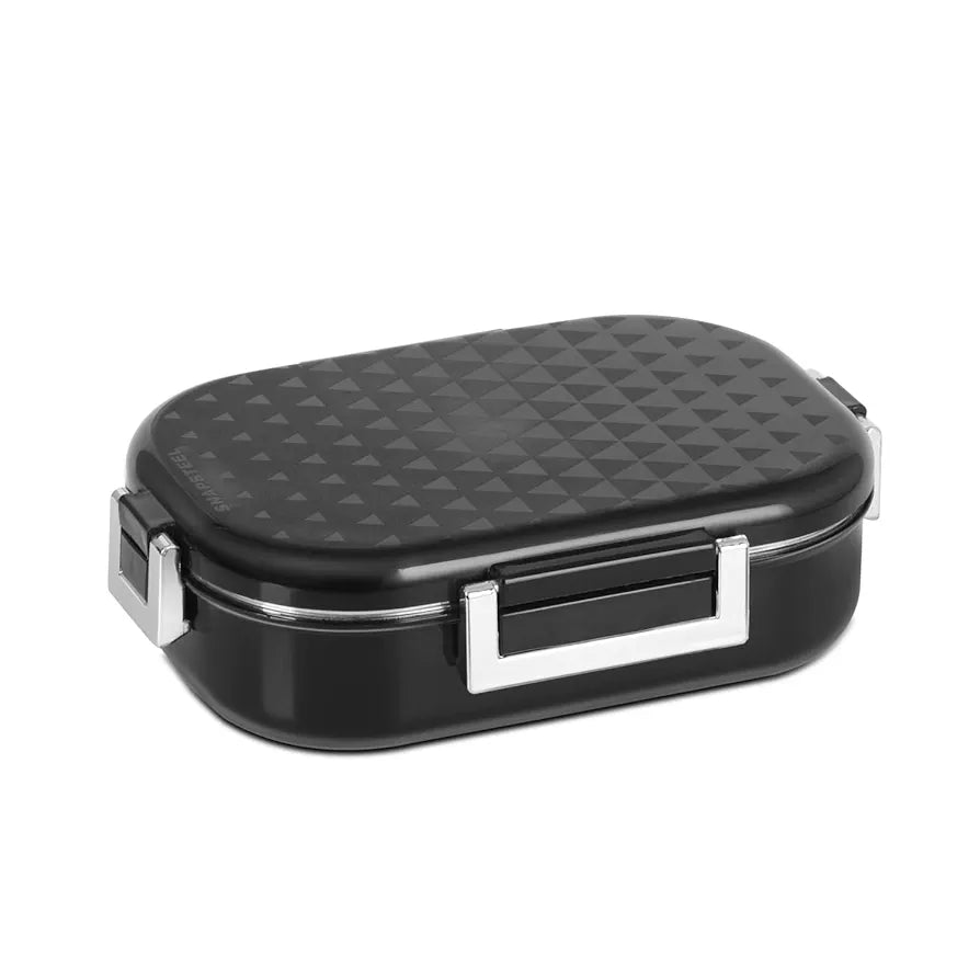 JAYPEE Stainless Steel Inner Insulated Lunch Box Snapsteel Black, 650 ml, Airtight Tiffin Box for School Kids |Food Grade | BPA Free