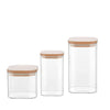 Femora Kitchen Storage Jars Borosilicate Glass Jar With Wooden Lid Air Tight Jar | Pack of 3 Jars