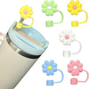 House of Quirk 5PCS Silicone Straw Covers Cap Compatible with Stanley 10mm Cute Flower Straw Toppers for Tumblers - (Multicolor)