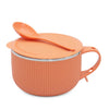 Jaypee Plus Stainless Steel Ribtok Meal Bowl Soup Bowl with Lid & Spoon 900ml Orange