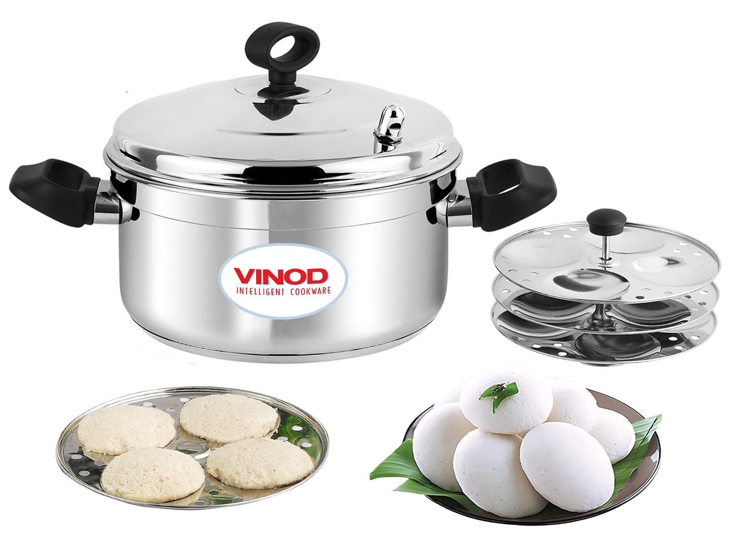 Vinod Classic Stainless Steel Idli Maker Cooker - 4 Deeper Plates | 16 Idlis